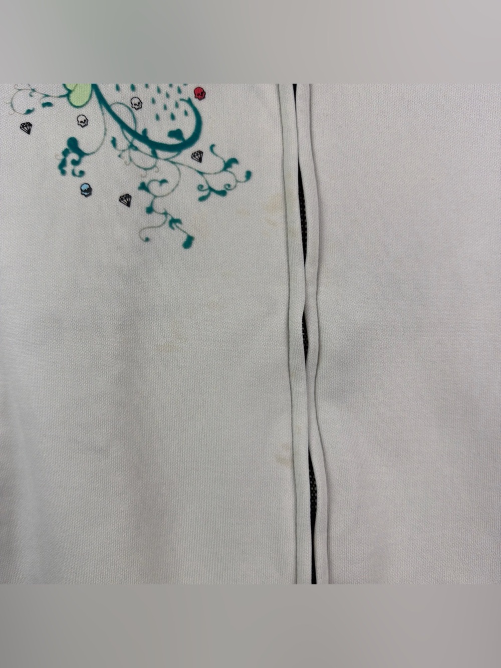Marc Ecko Full Zip Track Jacket Skull Grunge Tattoo Y2K White Men’s Large - Picture 10 of 10